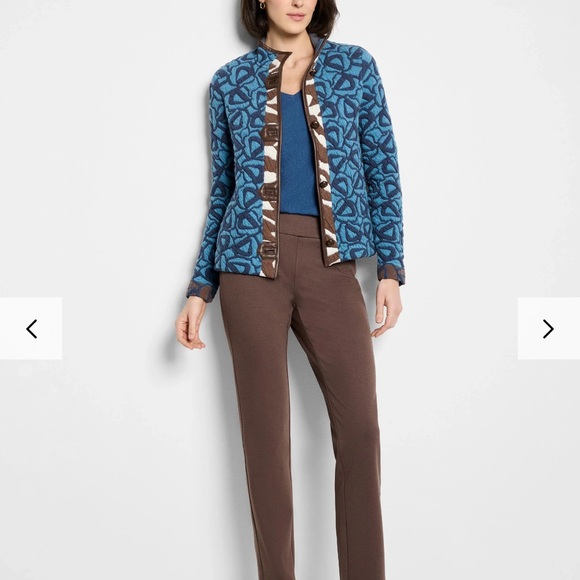 NIC+ZOE Teal and Brown Bomber Jacket - Picture 4 of 6